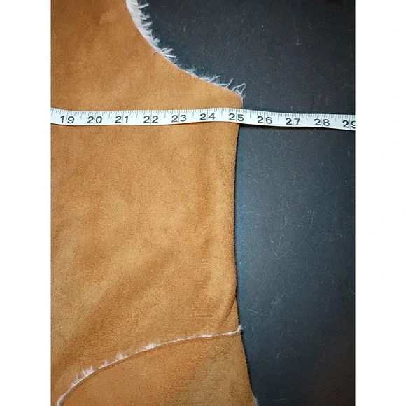 Knox Rose Brown Suede Faux Fur Sherpa Lined Soft Vest Womens XL Brown Western - Picture 7 of 8